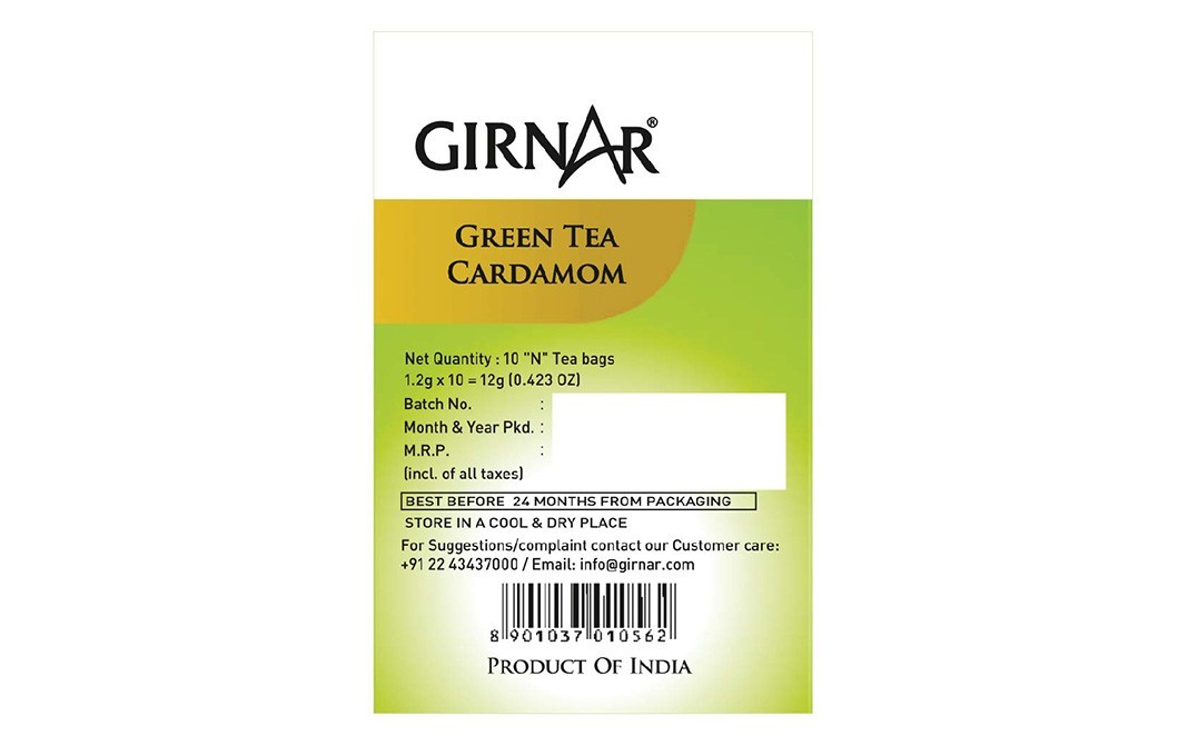 Girnar Green Tea Cardamom    Box  10 pcs